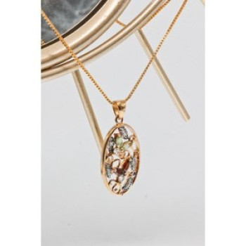 925 Sterling Silver Gold Plated Multi Gemstones Chain With Pendant