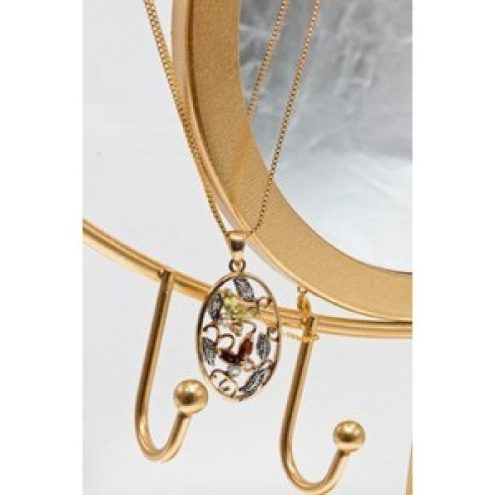 925 Sterling Silver Gold Plated Multi Gemstones Chain With Pendant