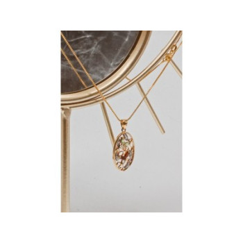 925 Sterling Silver Gold Plated Multi Gemstones Chain with Pendant