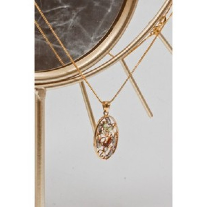 925 Sterling Silver Gold Plated Multi Gemstones Chain With Pendant