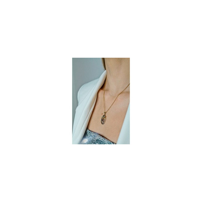 925 Sterling Silver Gold Plated Multi Gemstones Chain with Pendant