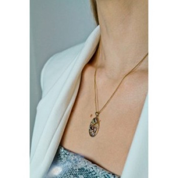 925 Sterling Silver Gold Plated Multi Gemstones Chain With Pendant