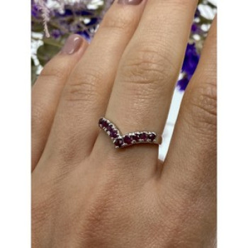 925 Sterling Silver Pink Topaz Ring Size 8