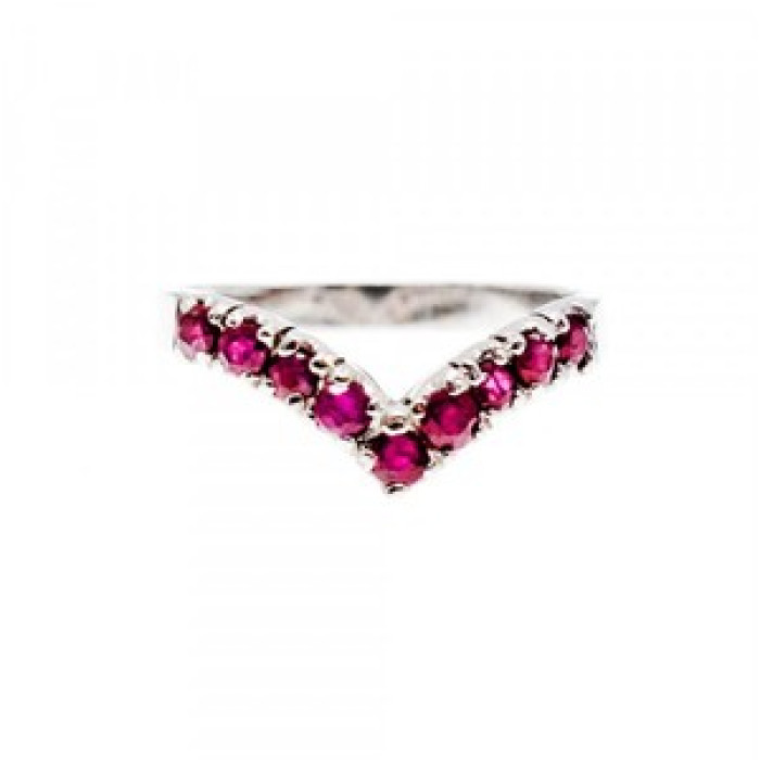 925 Sterling Silver Pink Topaz Ring Size 8