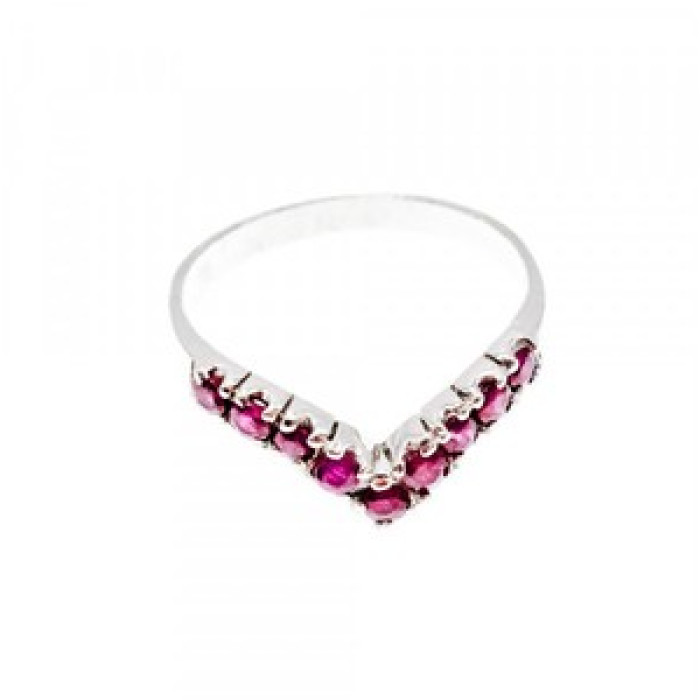 925 Sterling Silver Pink Topaz Ring Size 8