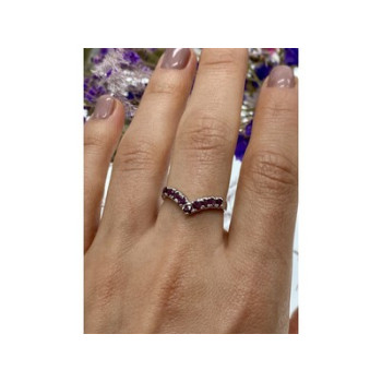 925 Sterling Silver Pink Topaz Ring Size 8