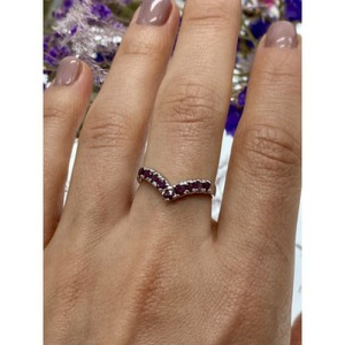 925 Sterling Silver Pink Topaz Ring Size 8