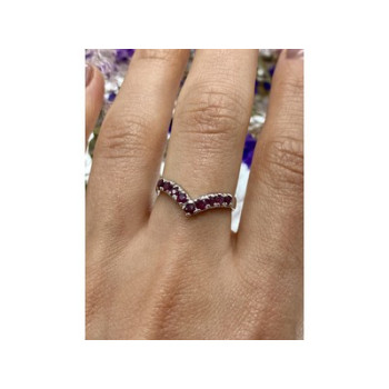 925 Sterling Silver Pink Topaz Ring Size 8