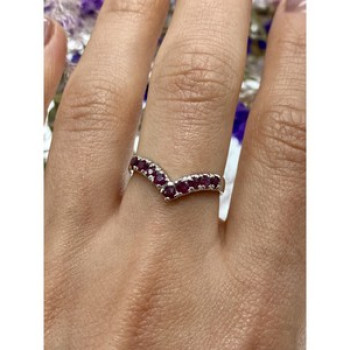 925 Sterling Silver Pink Topaz Ring Size 8