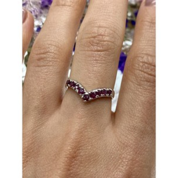 925 Sterling Silver Pink Topaz Ring Size 8
