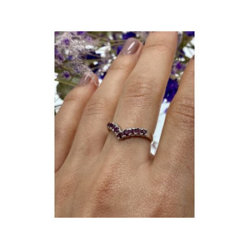 925 Sterling Silver Pink Topaz Ring Size 8