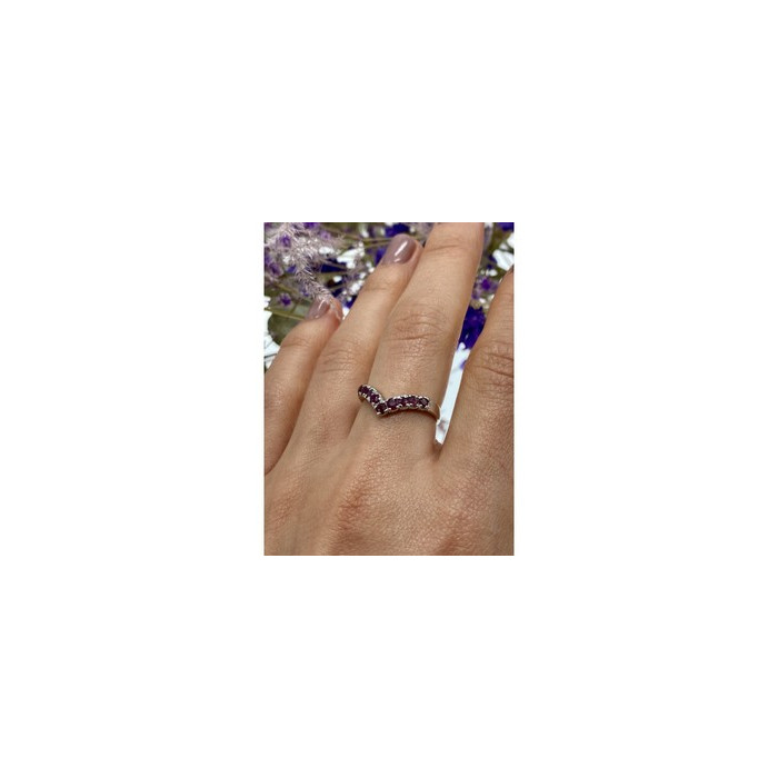 925 Sterling Silver Pink Topaz Ring Size 8