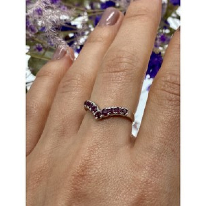 925 Sterling Silver Pink Topaz Ring Size 8