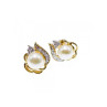 14K YELLOW GOLD PEARL & DIAMONDS EARRINGS