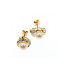 14K YELLOW GOLD PEARL & DIAMONDS EARRINGS