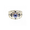 925 STERLING SILVER PEARL & SAPPHIRES RING SIZE 6.75