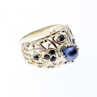 925 Sterling Silver Pearl & Sapphires Ring Size 6.75