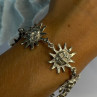 Vintage 925 Sterling Silver Sun Face Bracelet Length 8.5