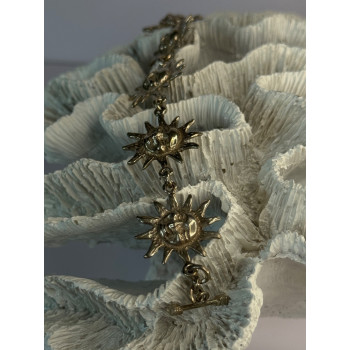 Vintage 925 Sterling Silver Sun Face Bracelet Length 8.5