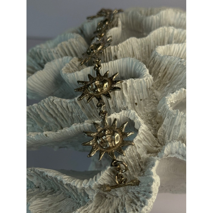 Vintage 925 Sterling Silver Sun Face Bracelet Length 8.5