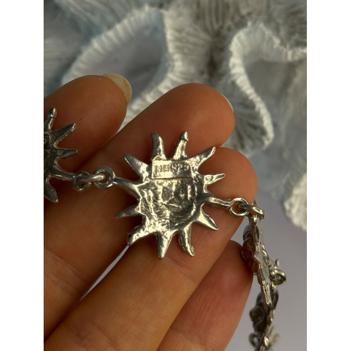 Vintage 925 Sterling Silver Sun Face Bracelet Length 8.5