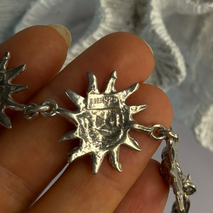 Vintage 925 Sterling Silver Sun Face Bracelet Length 8.5