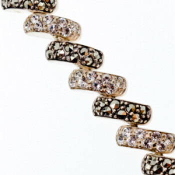 925 Sterling Silver CZ & Marcasites Bracelet