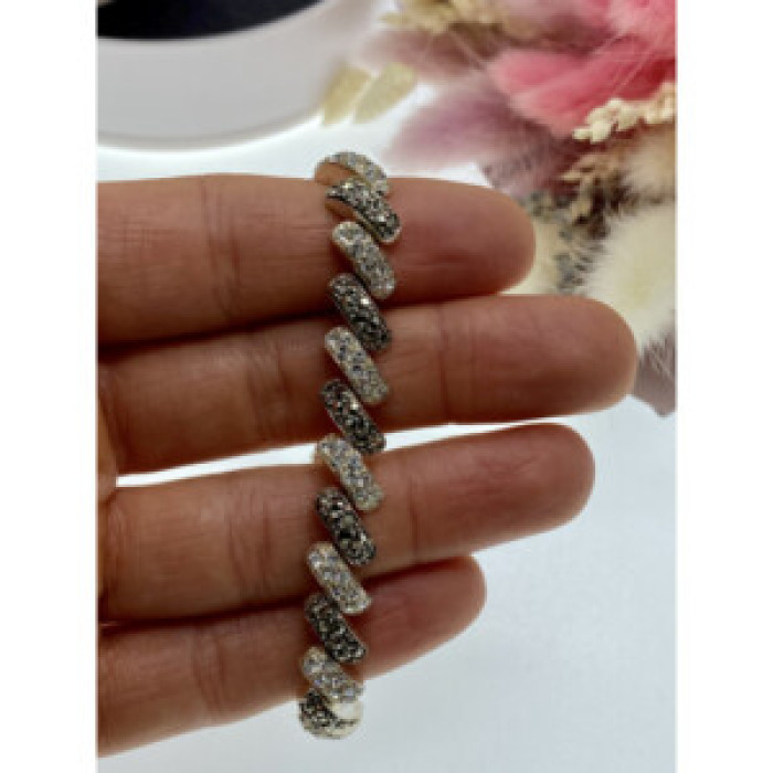 925 Sterling Silver CZ & Marcasites Bracelet