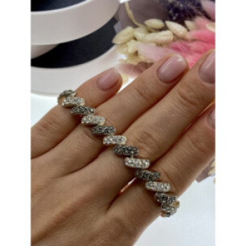 925 Sterling Silver CZ & Marcasites Bracelet