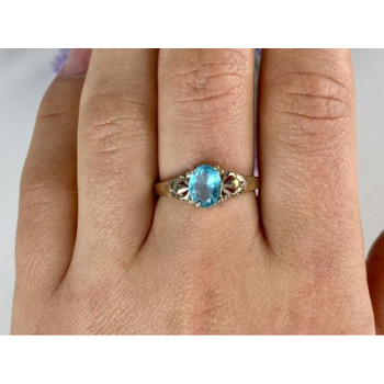925 Sterling Silver Blue Topaz Ring Size 10