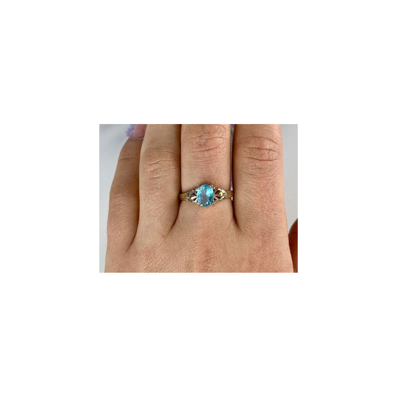 925 Sterling Silver Blue Topaz Ring Size 10