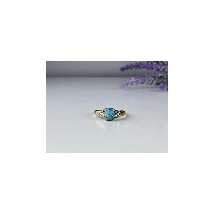 925 Sterling Silver Blue Topaz Ring Size 10