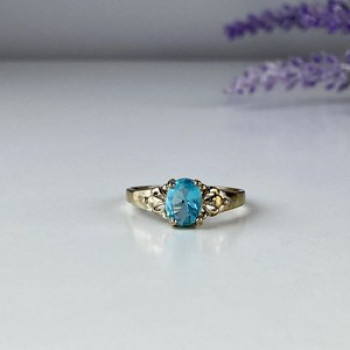 925 Sterling Silver Blue Topaz Ring Size 10