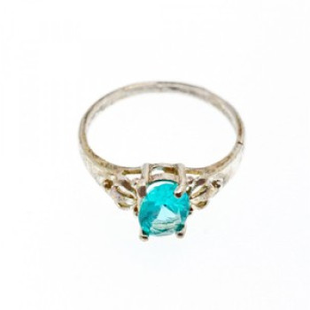 925 Sterling Silver Blue Topaz Ring Size 10