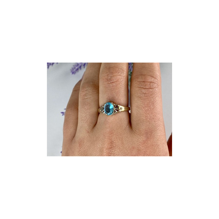 925 Sterling Silver Blue Topaz Ring Size 10