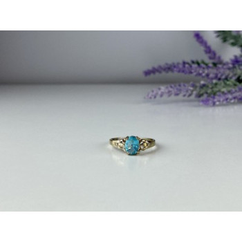 925 Sterling Silver Blue Topaz Ring Size 10