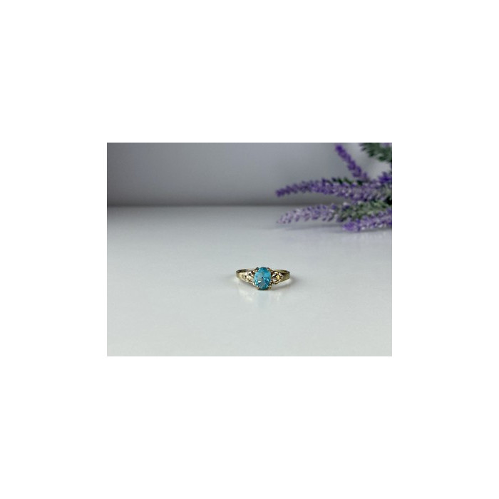 925 Sterling Silver Blue Topaz Ring Size 10