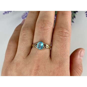 925 Sterling Silver Blue Topaz Ring Size 10