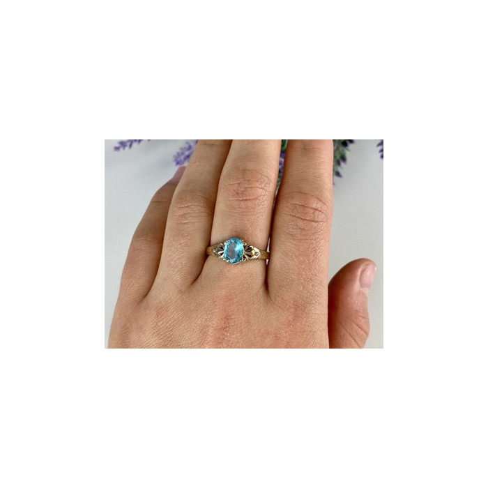 925 Sterling Silver Blue Topaz Ring Size 10