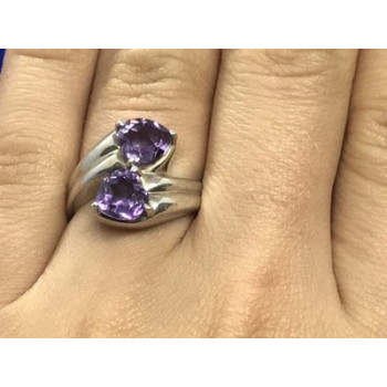 925 Sterling Silver Amethyst Ring Size 6.5