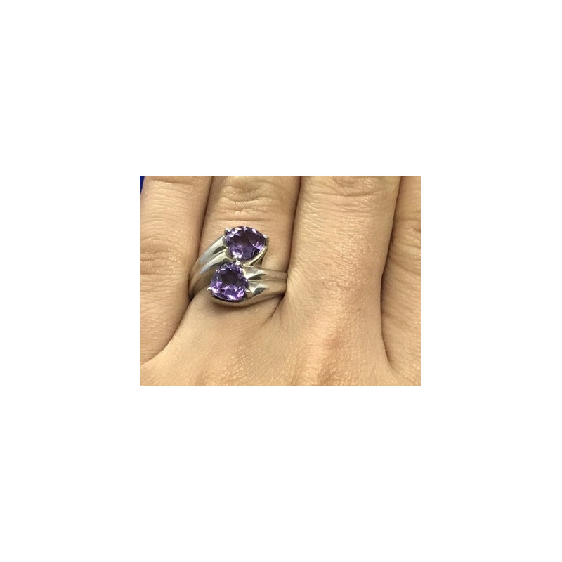 925 Sterling Silver Amethyst Ring Size 6.5