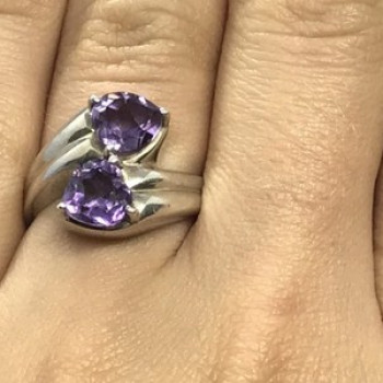 925 Sterling Silver Amethyst Ring Size 6.5