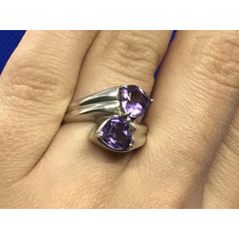 925 Sterling Silver Amethyst Ring Size 6.5