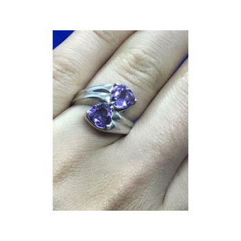 925 Sterling Silver Amethyst Ring Size 6.5