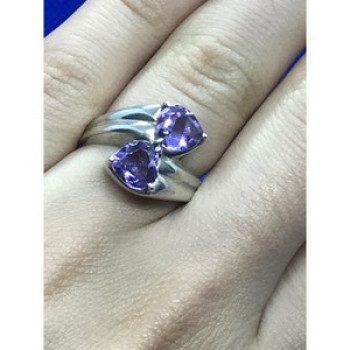 925 Sterling Silver Amethyst Ring Size 6.5