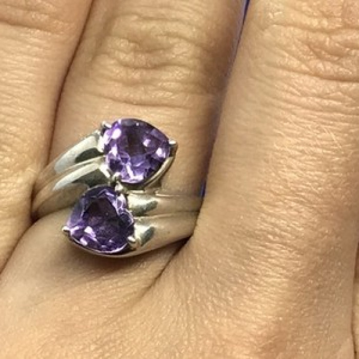 925 Sterling Silver Amethyst Ring Size 6.5