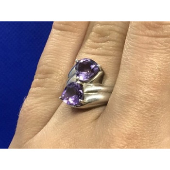 925 Sterling Silver Amethyst Ring Size 6.5