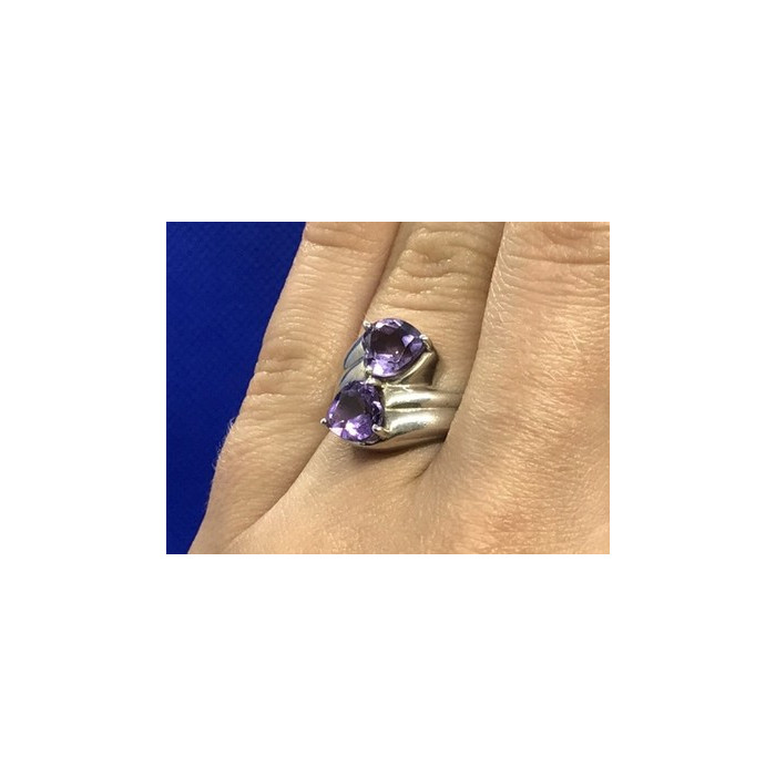 925 Sterling Silver Amethyst Ring Size 6.5