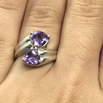 925 Sterling Silver Amethyst Ring Size 6.5