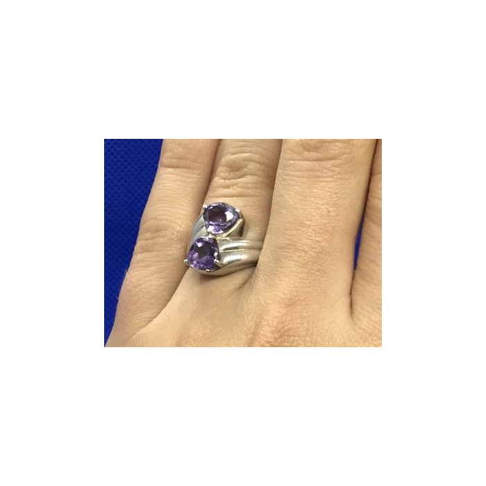 925 Sterling Silver Amethyst Ring Size 6.5